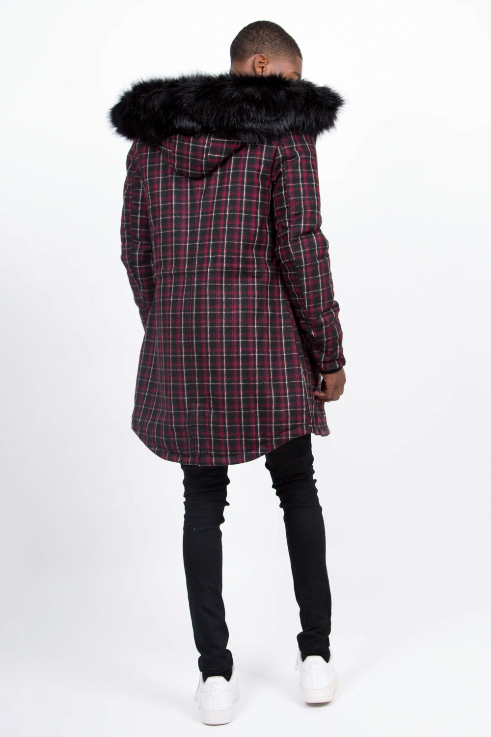 Sixth June - Parka tartan fourrure rouge noir