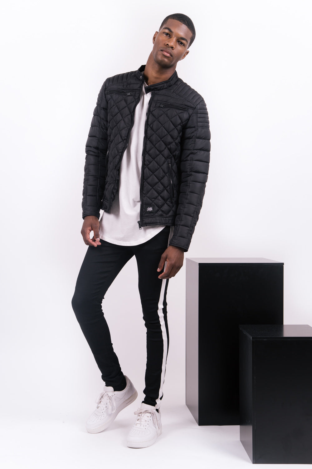 Sixth June - Blouson matelassé ajusté biker noir