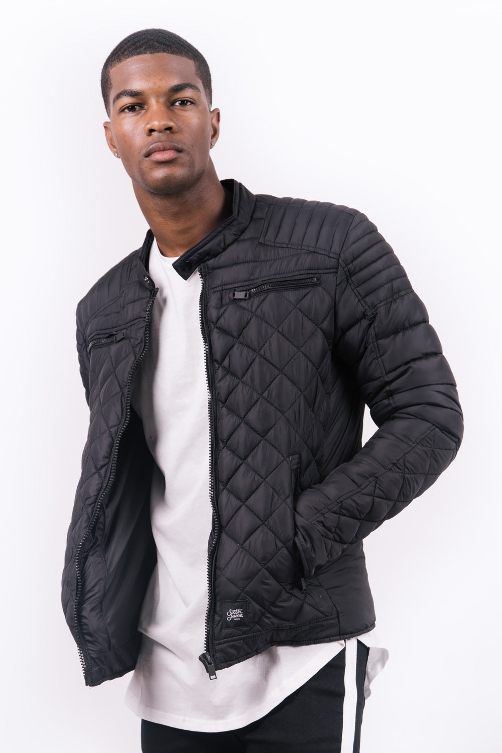 Sixth June - Blouson matelassé ajusté biker noir