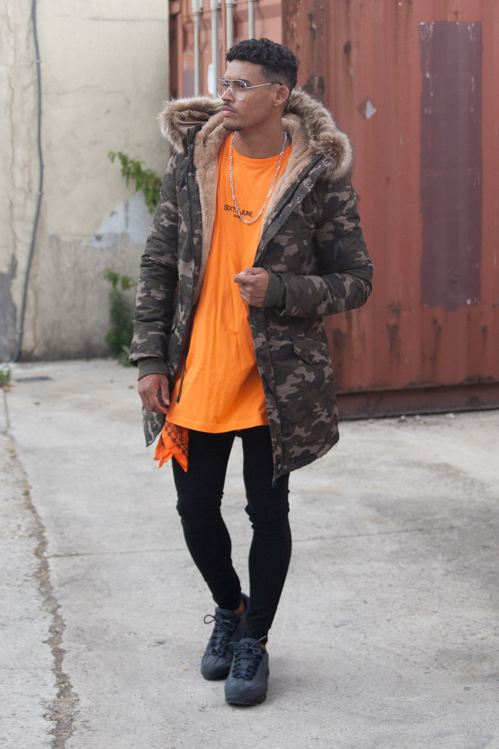 Sixth June - Parka doublure fourrure camouflage beige