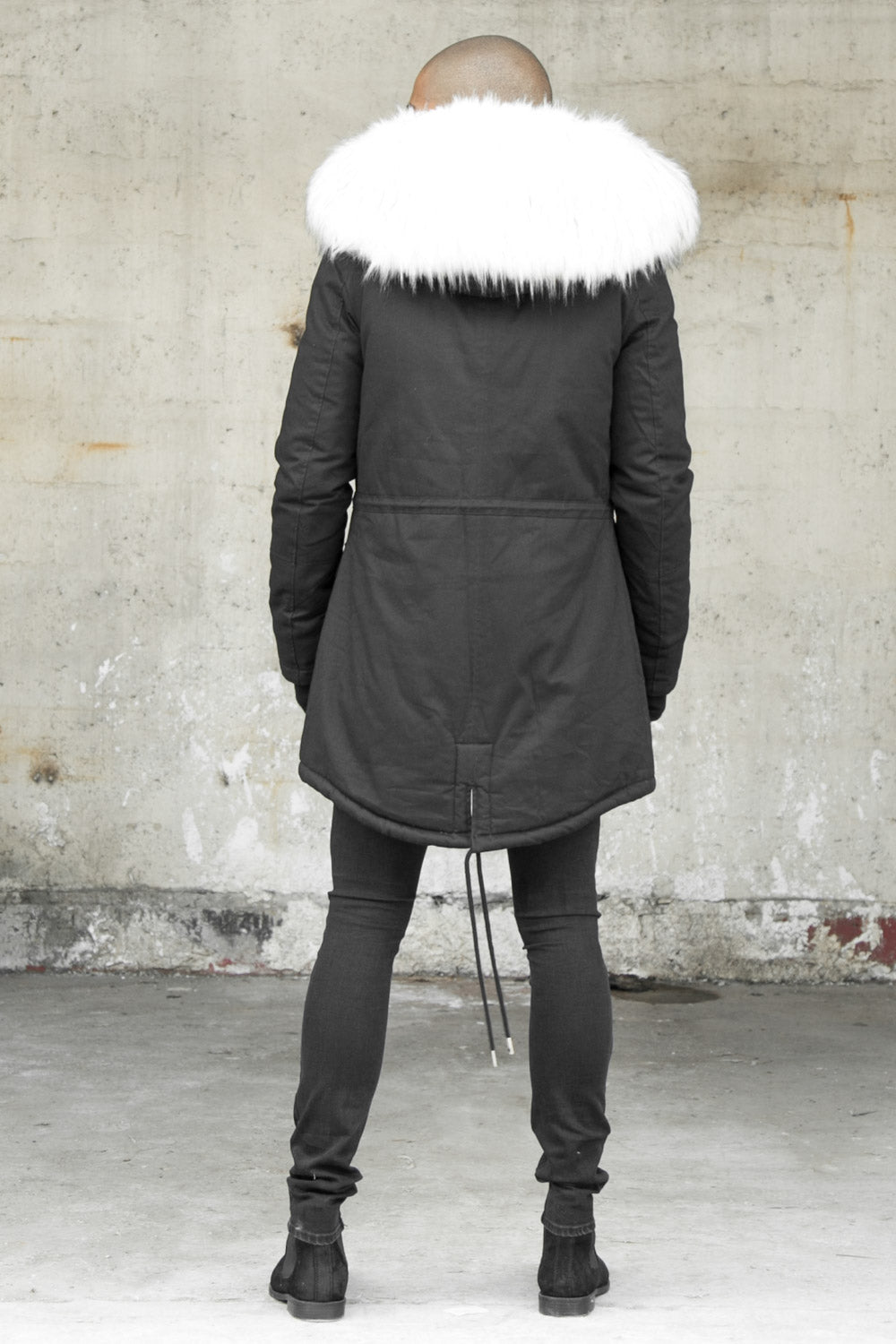 Sixth June - Parka capuche large fourrure noir blanc