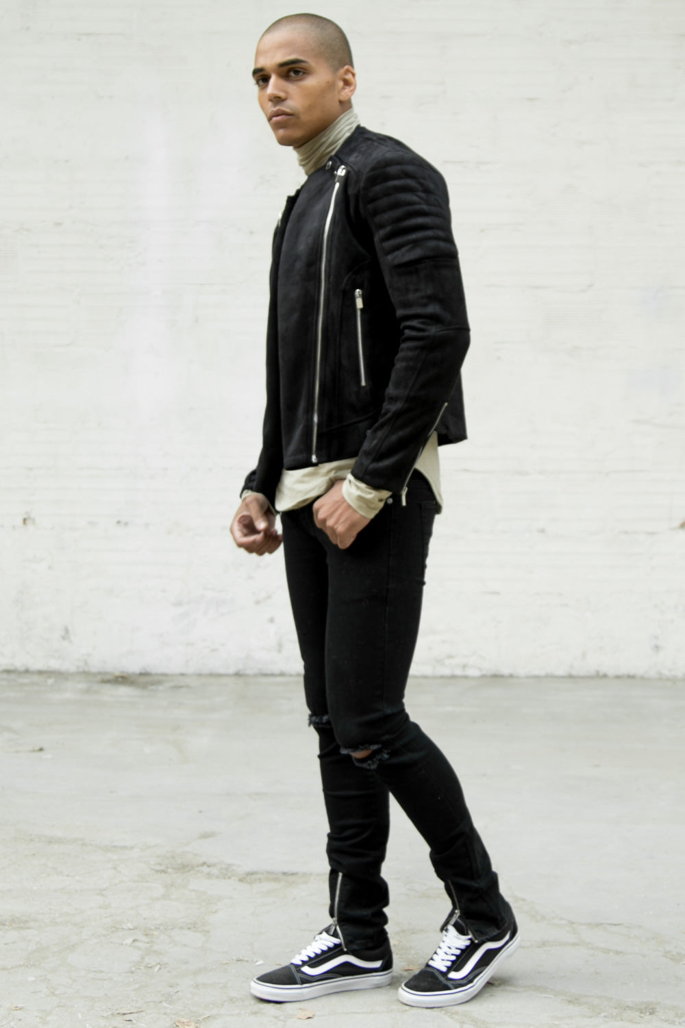 Sixth June - Veste suédé biker noir