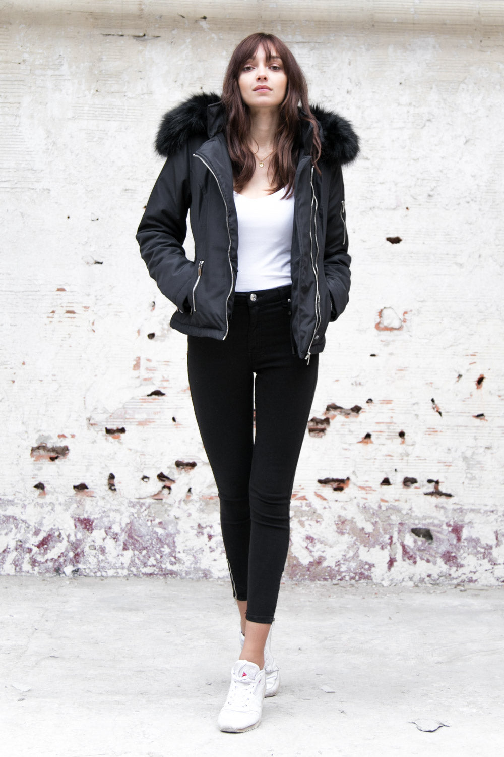 Sixth June - Veste fourrure zips noir