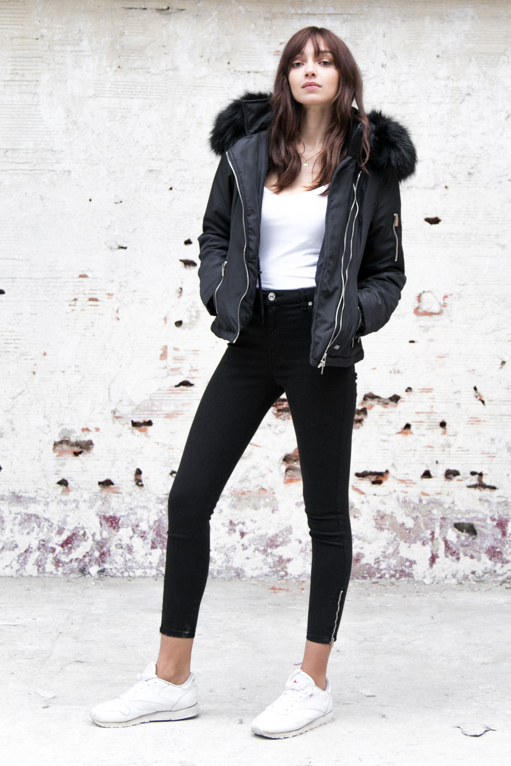 Sixth June - Veste fourrure zips noir