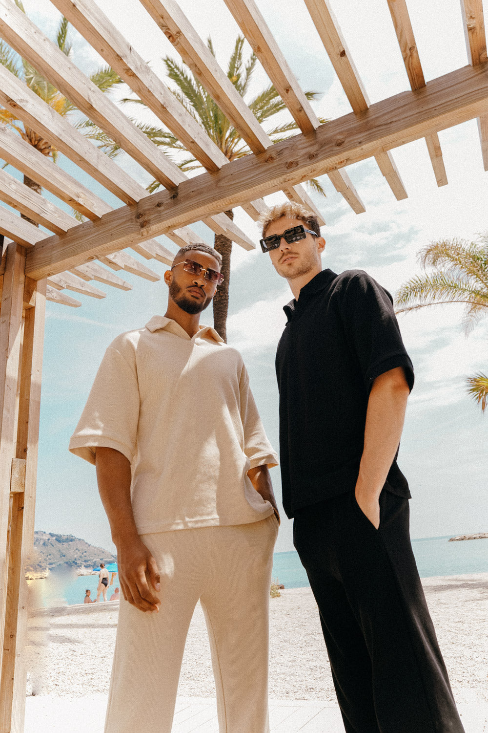 Polo gaufré oversize Beige