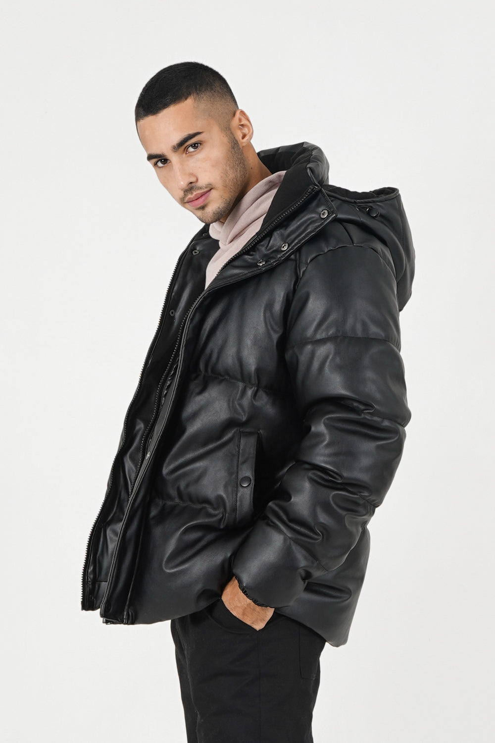 Sixth June - Doudoune matelassée simili cuir Noir