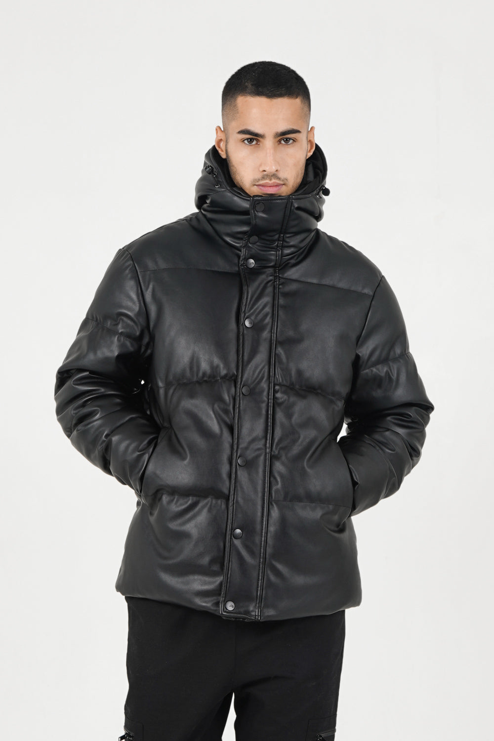 Sixth June - Doudoune matelassée simili cuir Noir