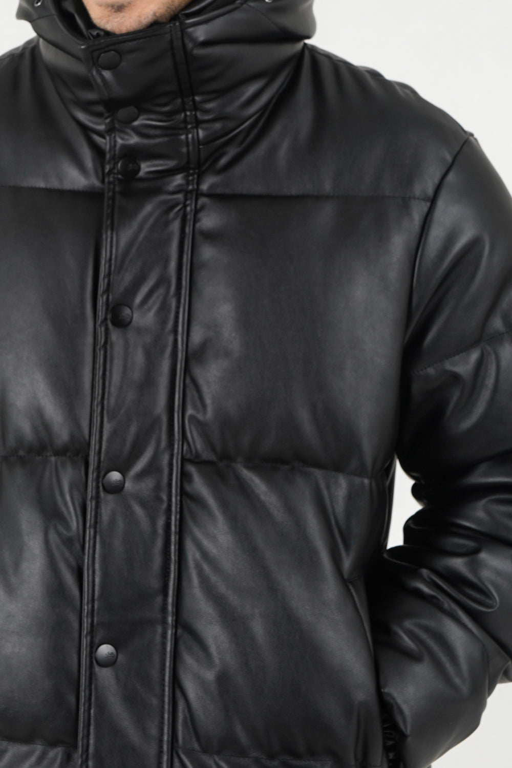 Sixth June - Doudoune matelassée simili cuir Noir