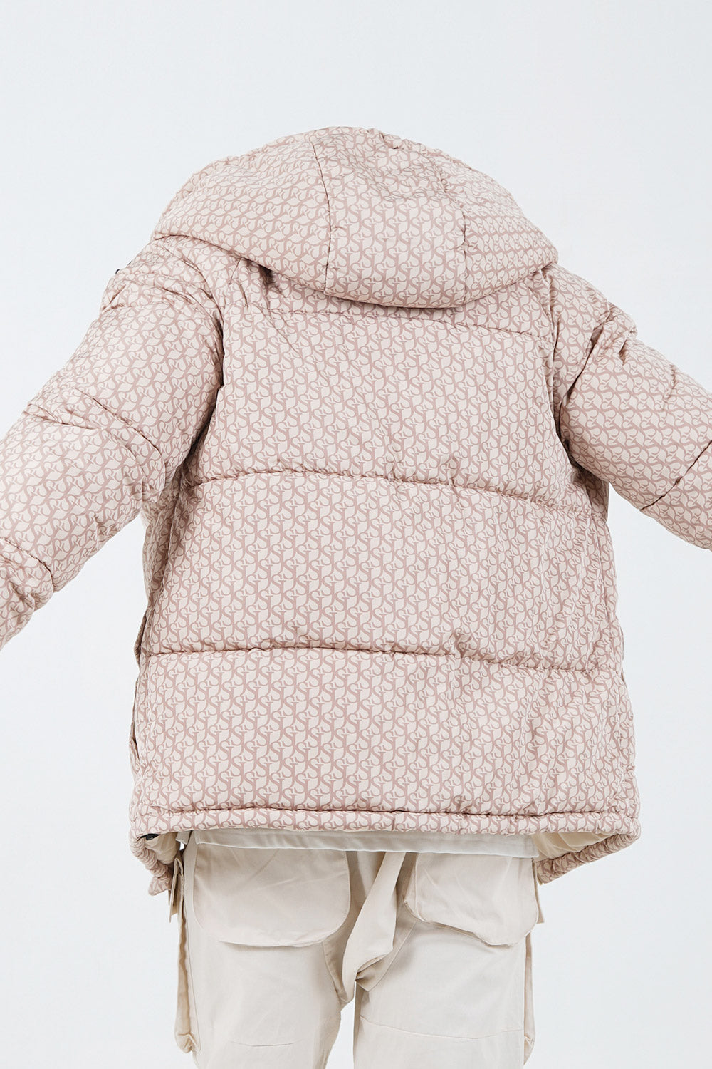 Monogram padded puffer Beige