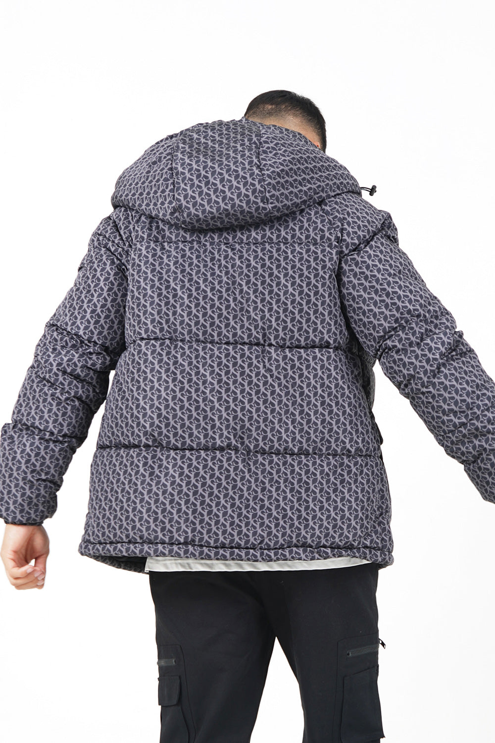 Monogram padded puffer Black