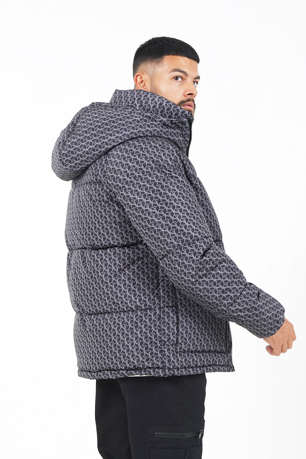 Monogram padded puffer Black