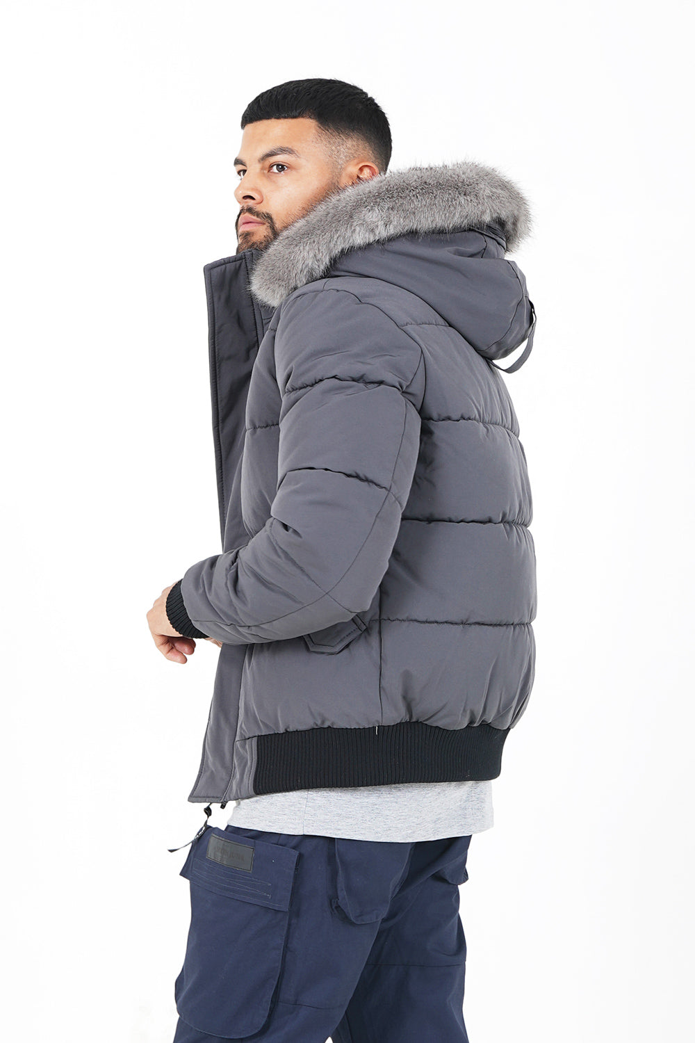 Sixth June - Doudoune courte fourrure doublure Gris foncé