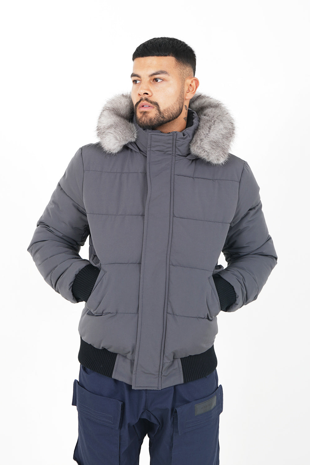 Sixth June - Doudoune courte fourrure doublure Gris foncé