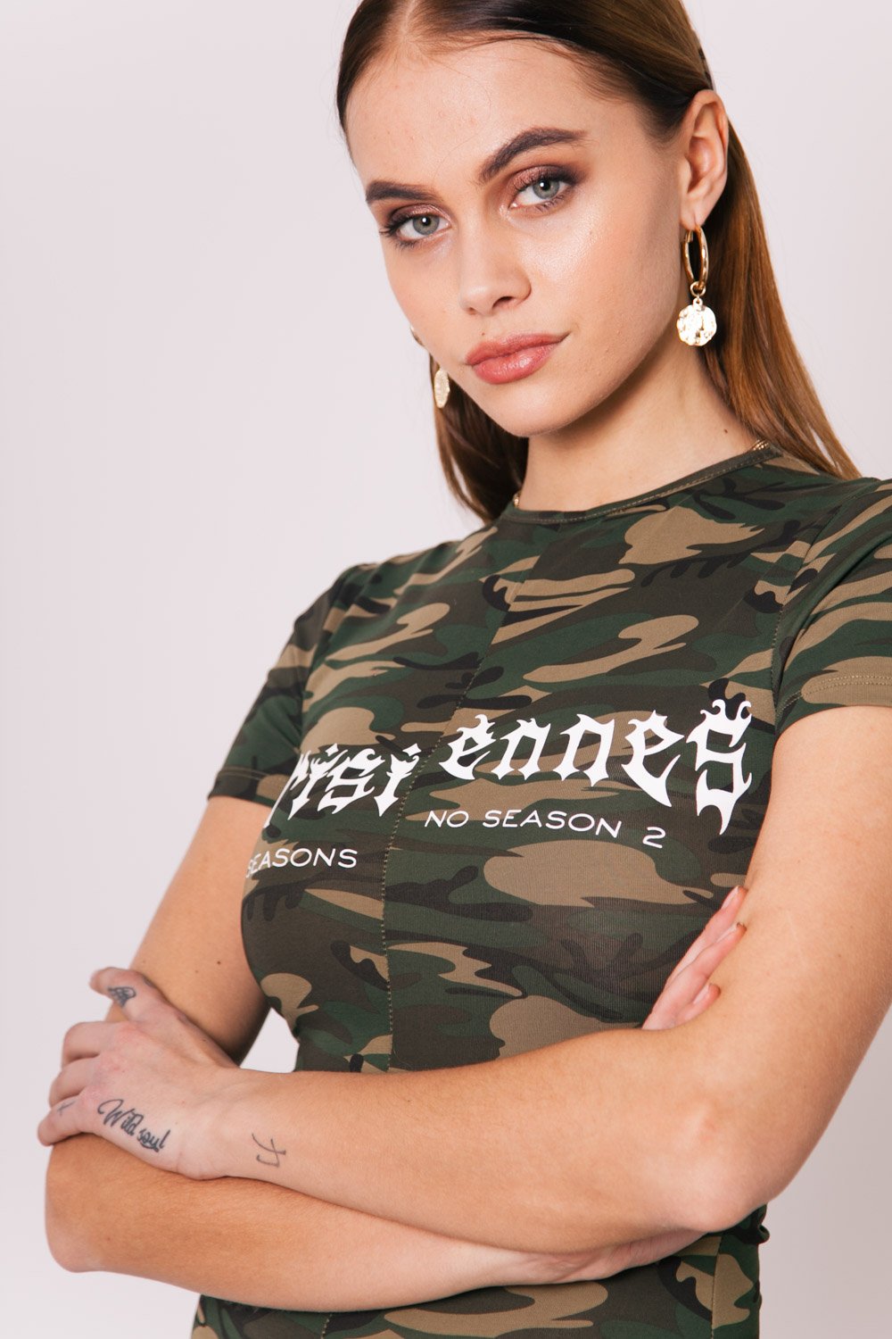 Dress Parisiennes tight camouflage Women green