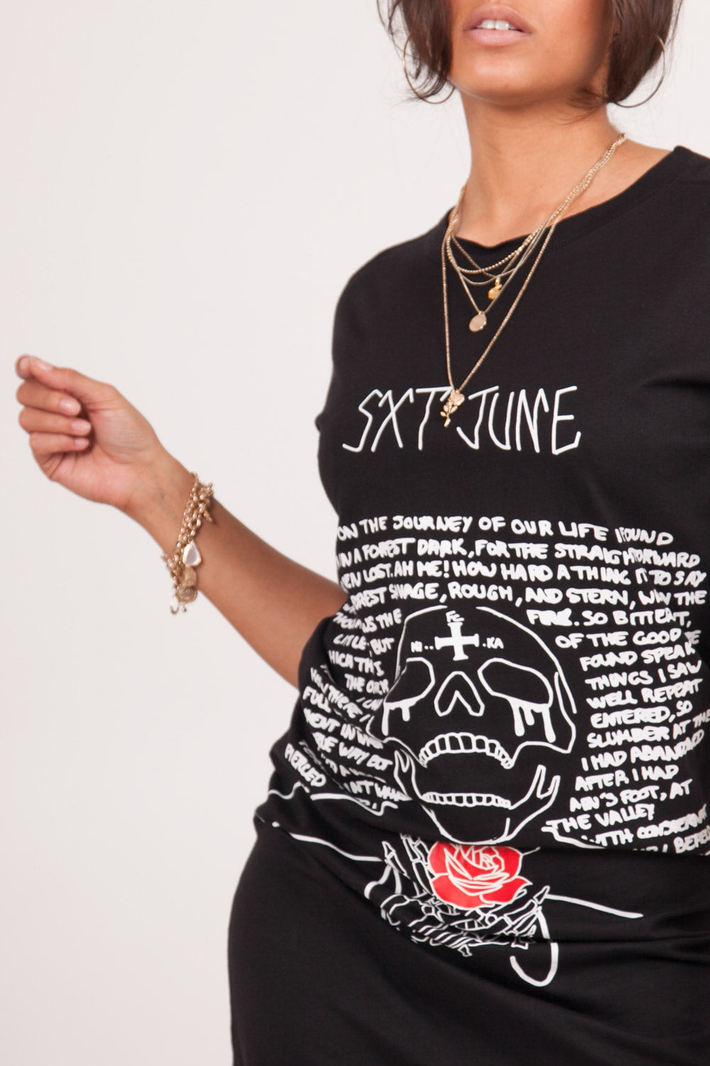 Sixth June - Robe déchirée imprimé tête de mort noir