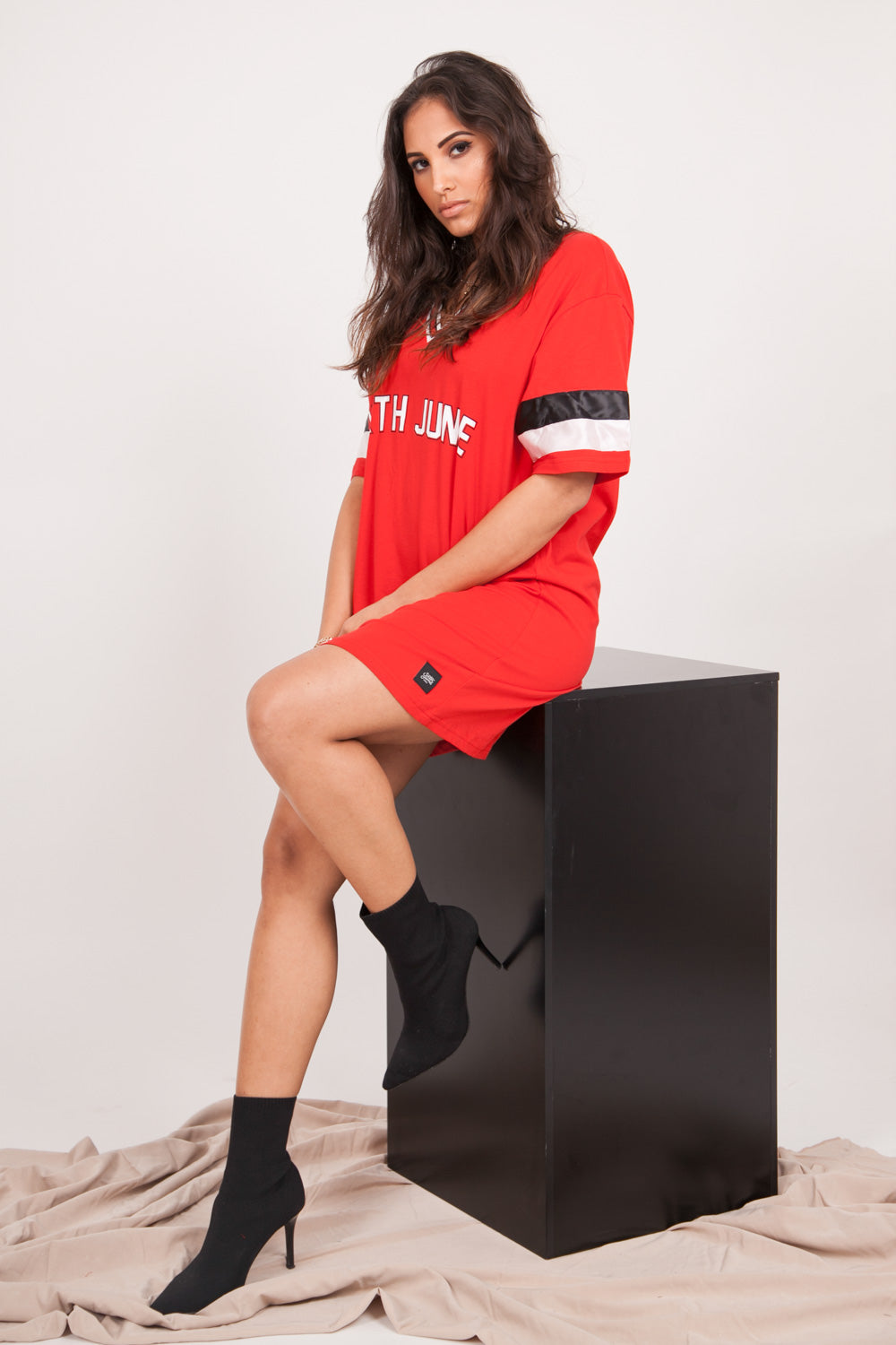 Sixth June - Robe T-shirt bandes Gigi 95 rouge