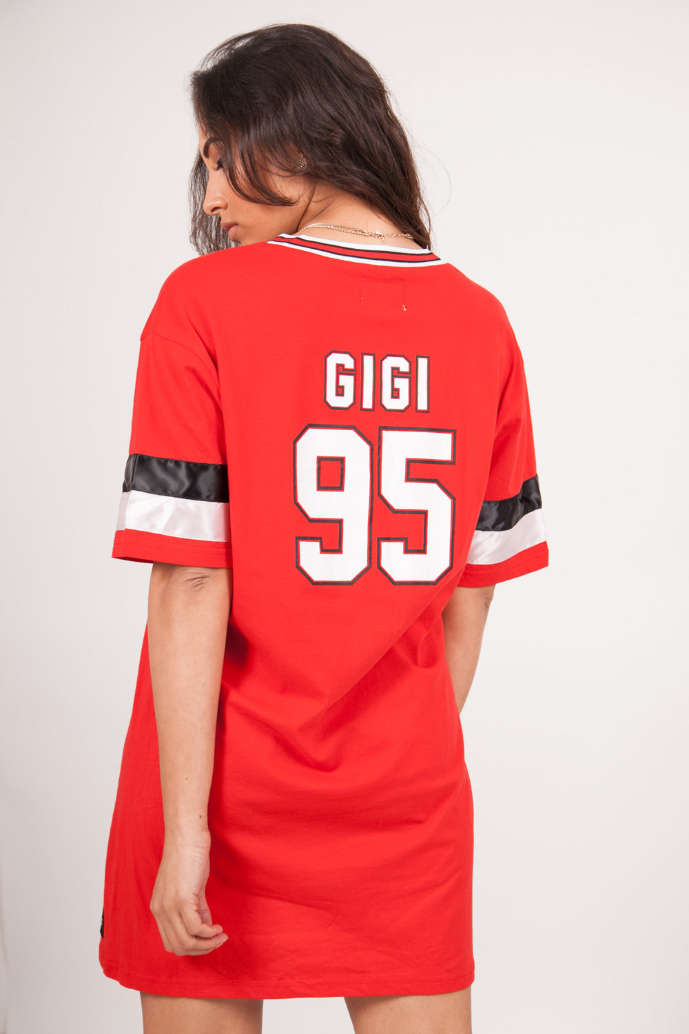 Sixth June - Robe T-shirt bandes Gigi 95 rouge