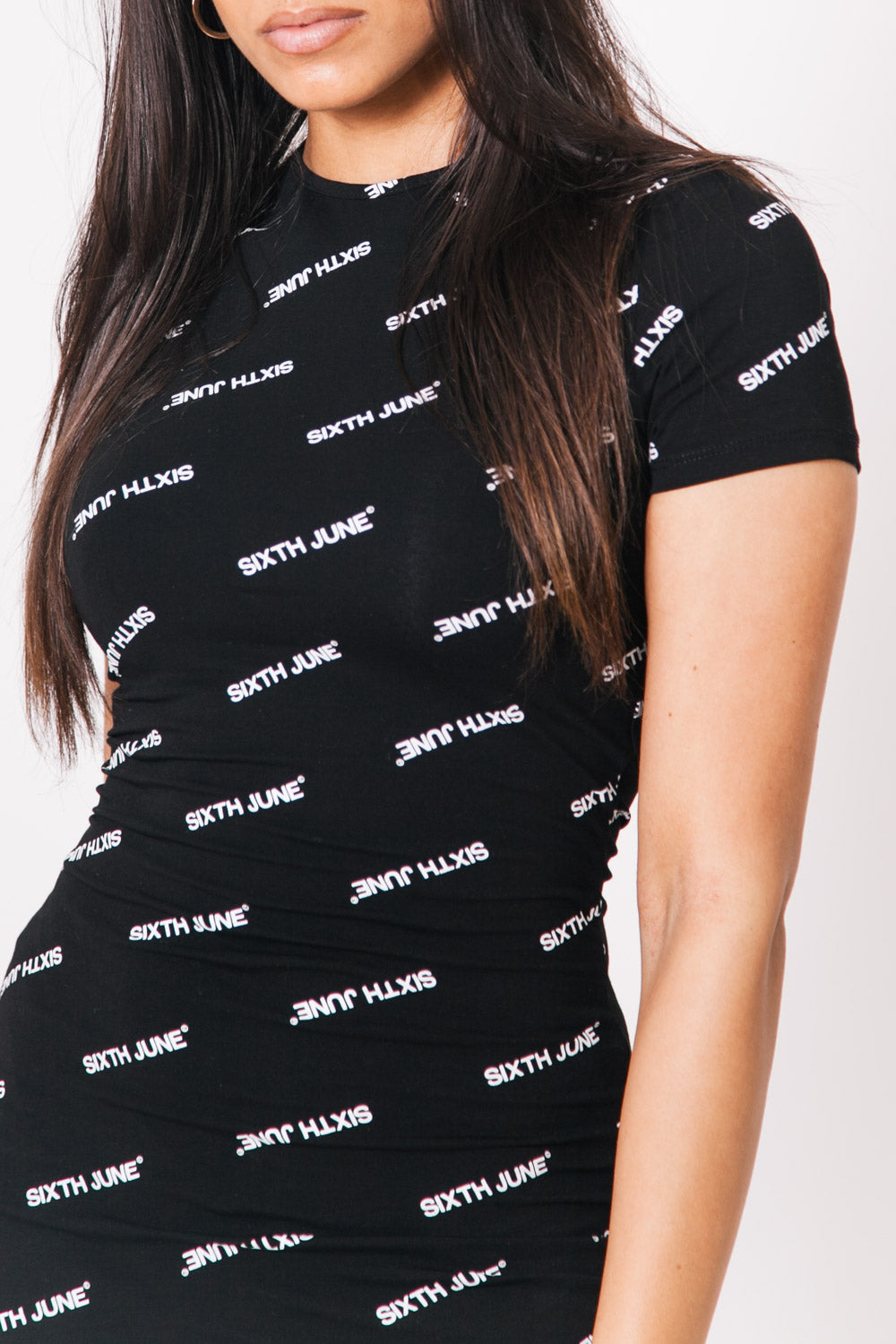 Sixth June - Robe moulante logo all-over noir