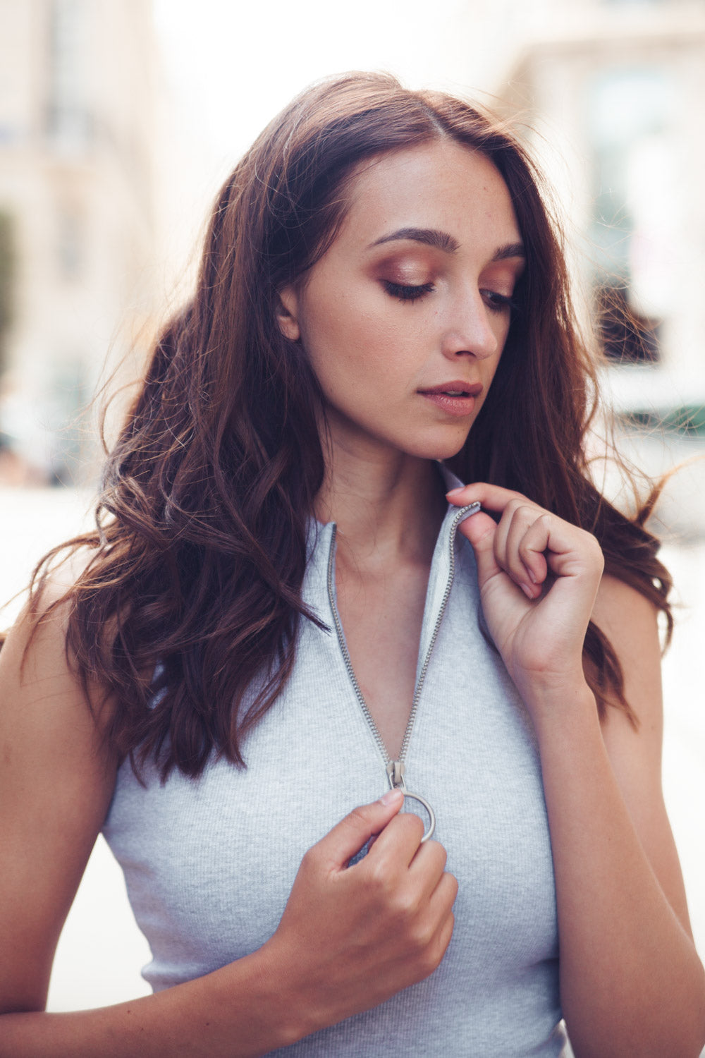 Sixth June - Robe côtelée zippée gris clair