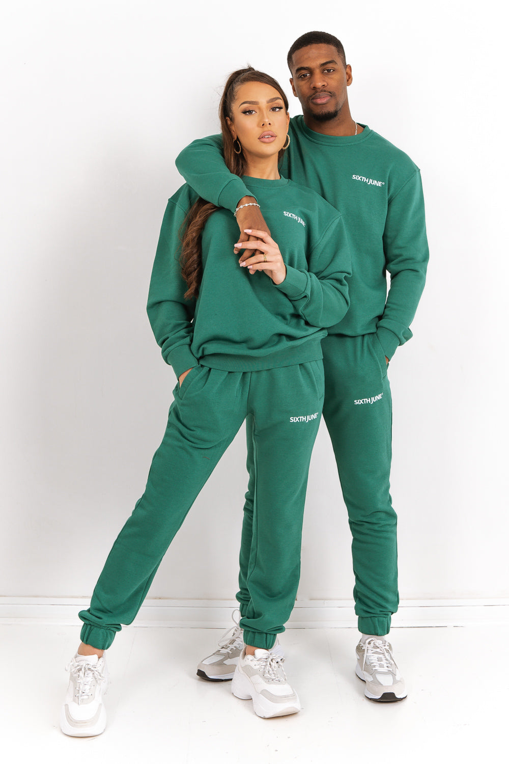Sixth June - Jogging + sweat logo brodé Vert foncé