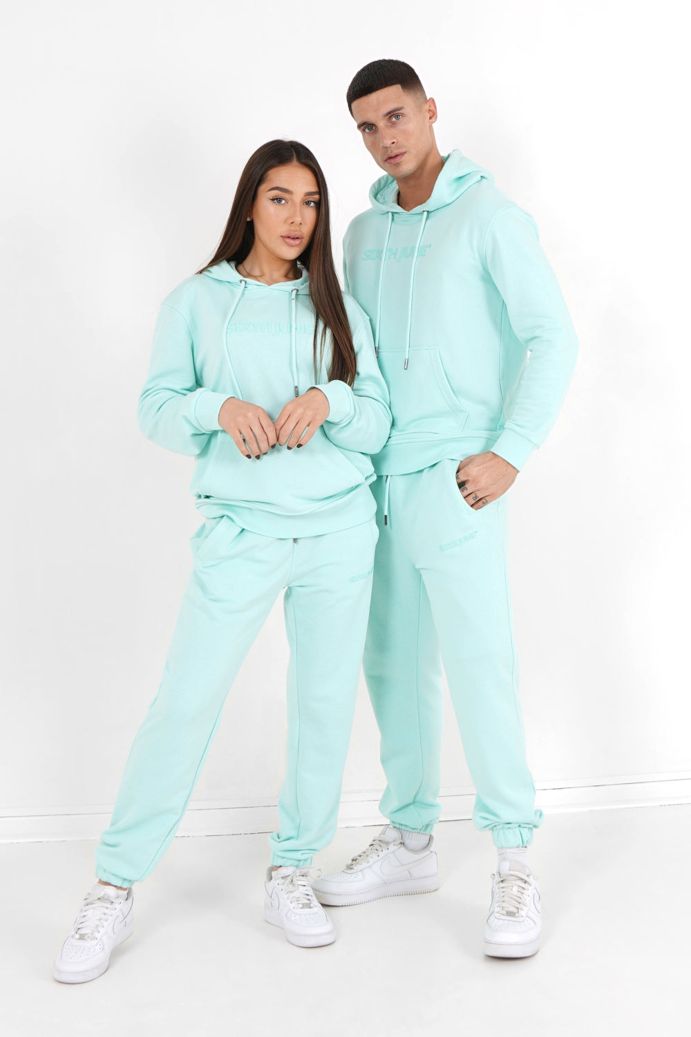 Sixth June - Jogging + sweat capuche logo gommé Vert clair