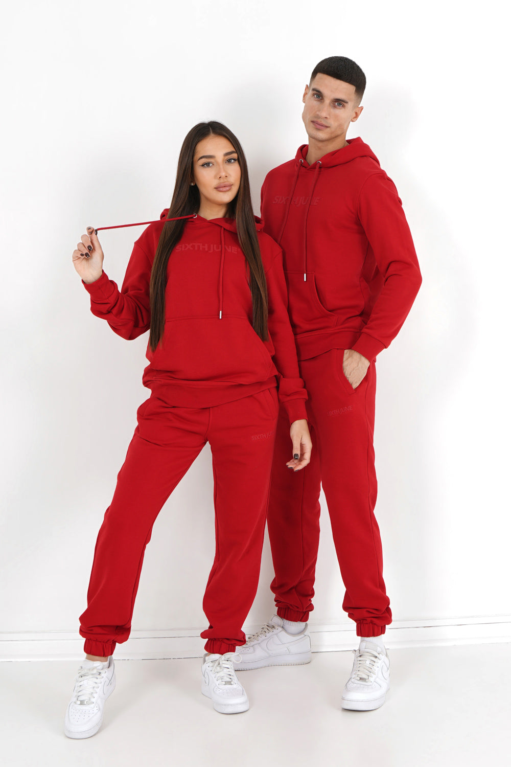 Sixth June - Jogging + sweat capuche logo gommé Rouge