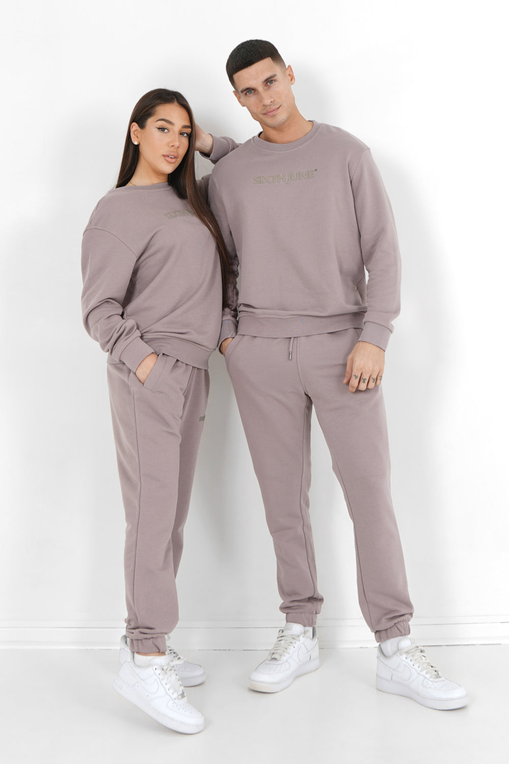 Sixth June - Jogging + sweat logo gommé Marron clair