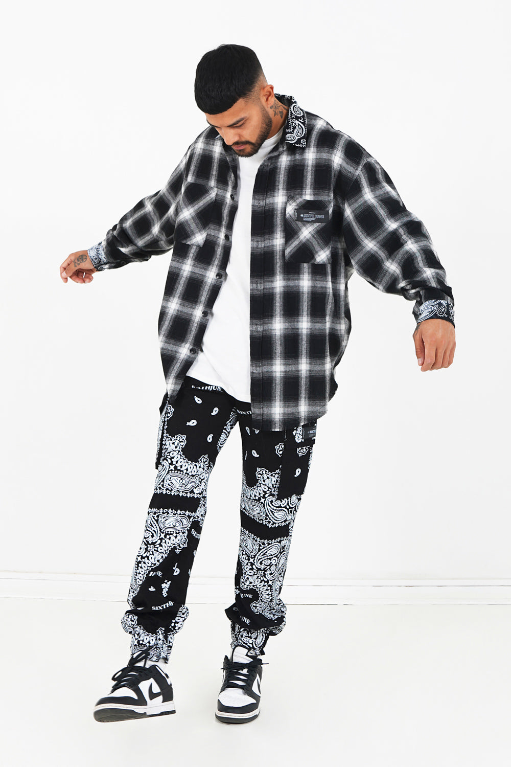 Sixth June - Chemise tartan bandana Noir