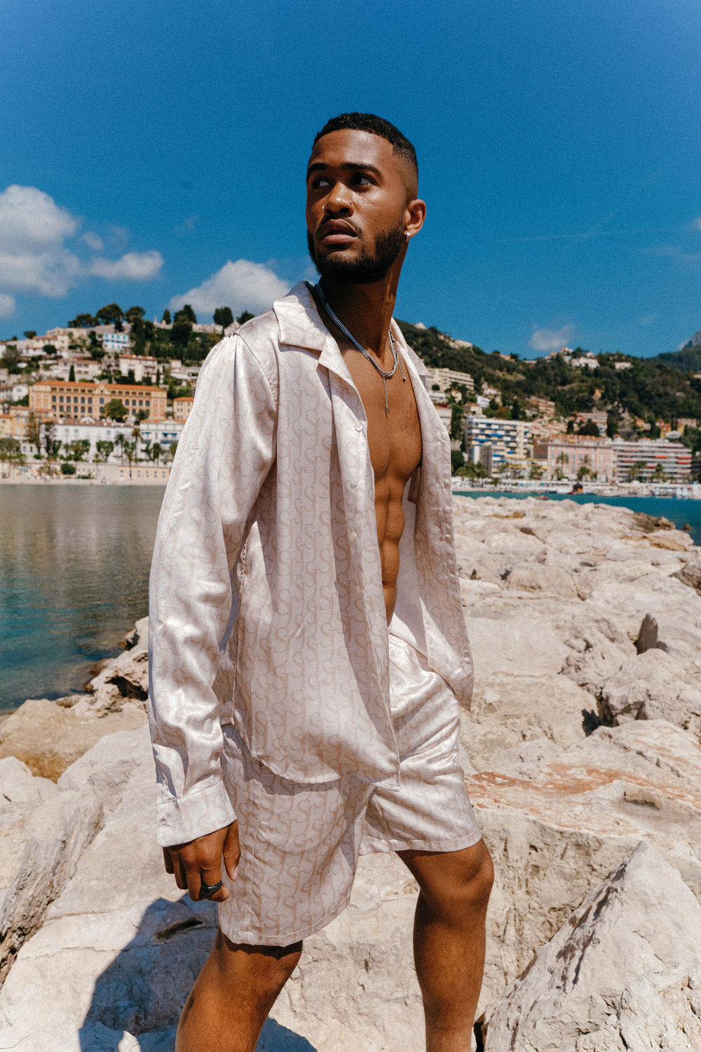 Sixth June - Chemise satinée monogramme Beige