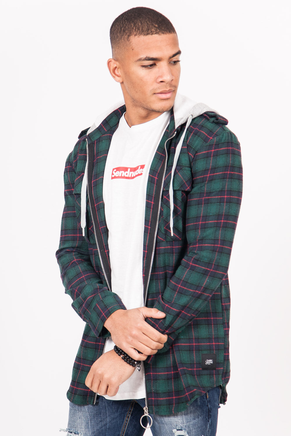 Sixth June - Chemise carreaux capuche Sixth June vert