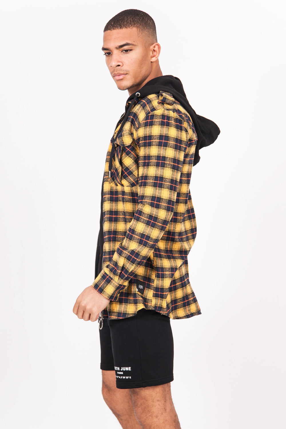 Sixth June - Chemise carreaux capuche Sixth June jaune