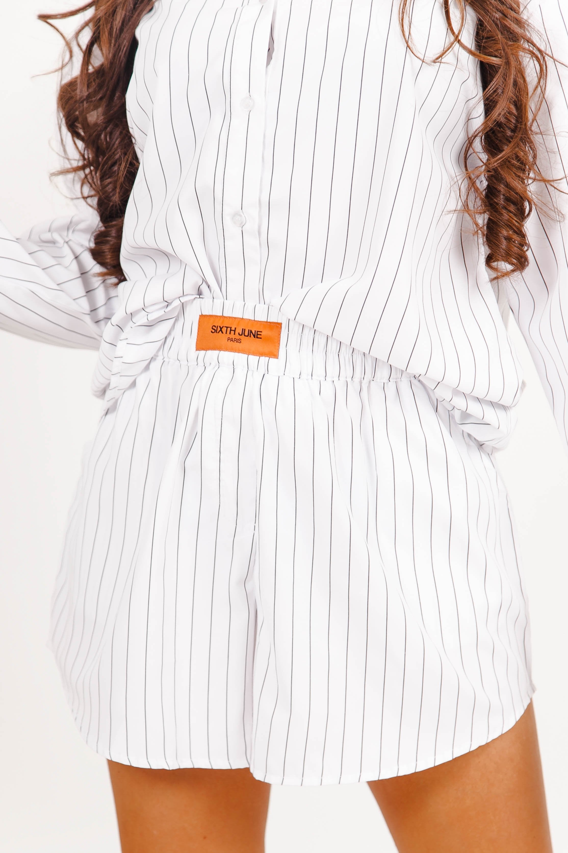 Chemise à rayures large imprimé blanc