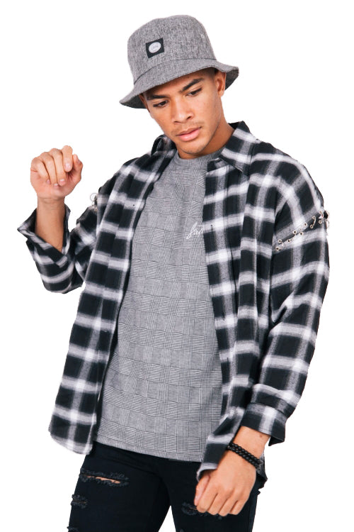 Sixth June - Chemise anneaux carreaux noir blanc