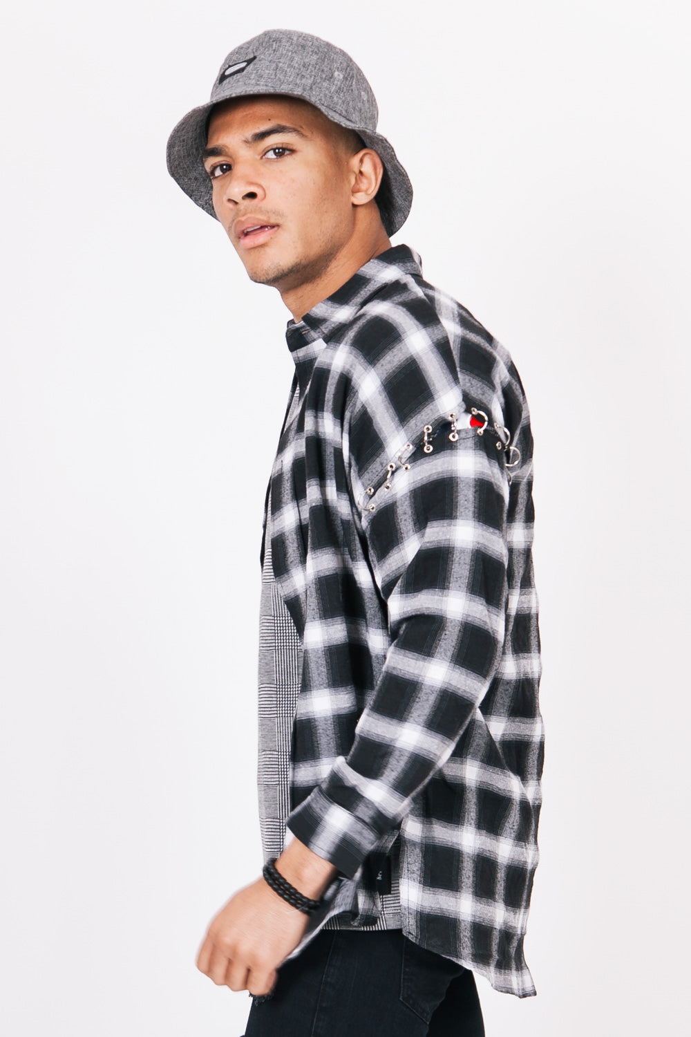 Sixth June - Chemise anneaux carreaux noir blanc