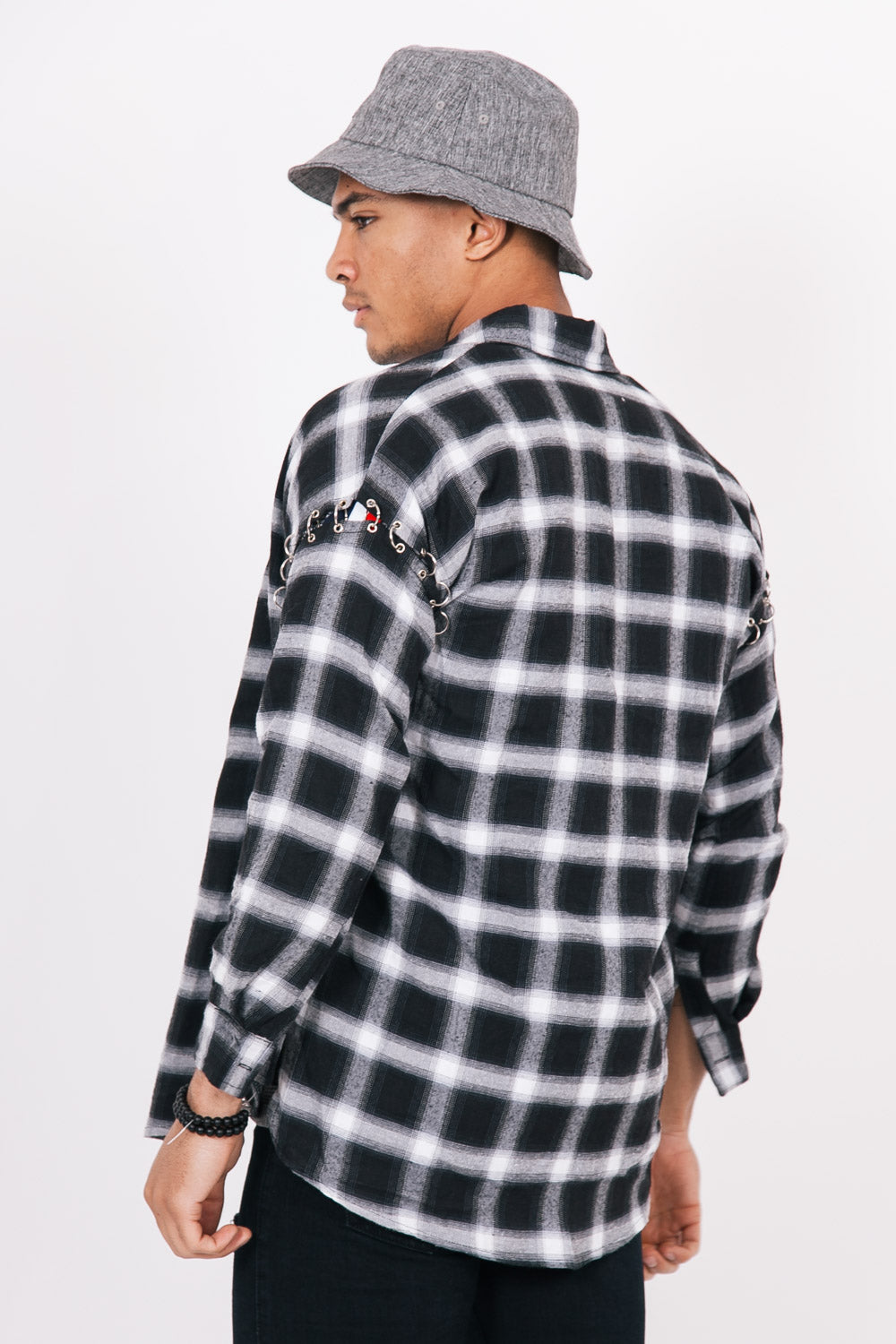 Sixth June - Chemise anneaux carreaux noir blanc