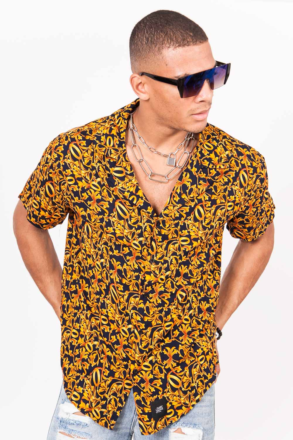 Sixth June - Chemisette large baroque bleu jaune