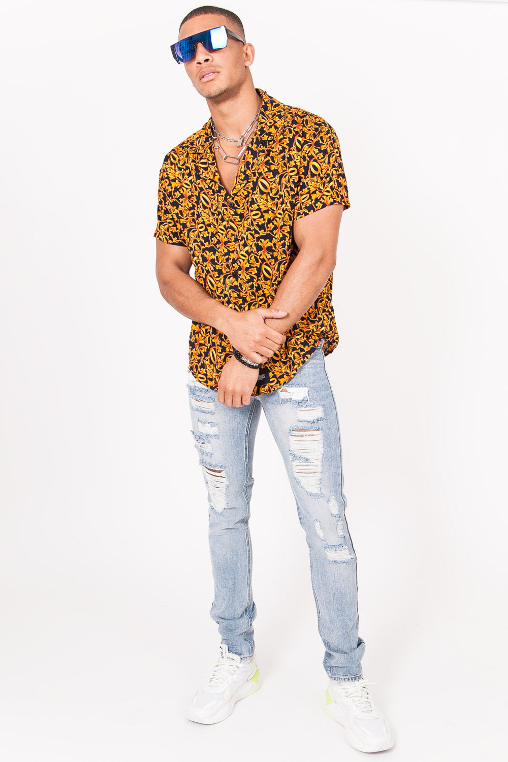 Sixth June - Chemisette large baroque bleu jaune