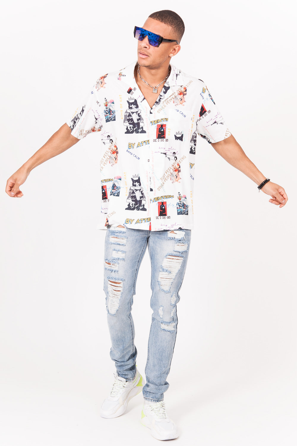 Sixth June - Chemise imprimés keep calm blanc