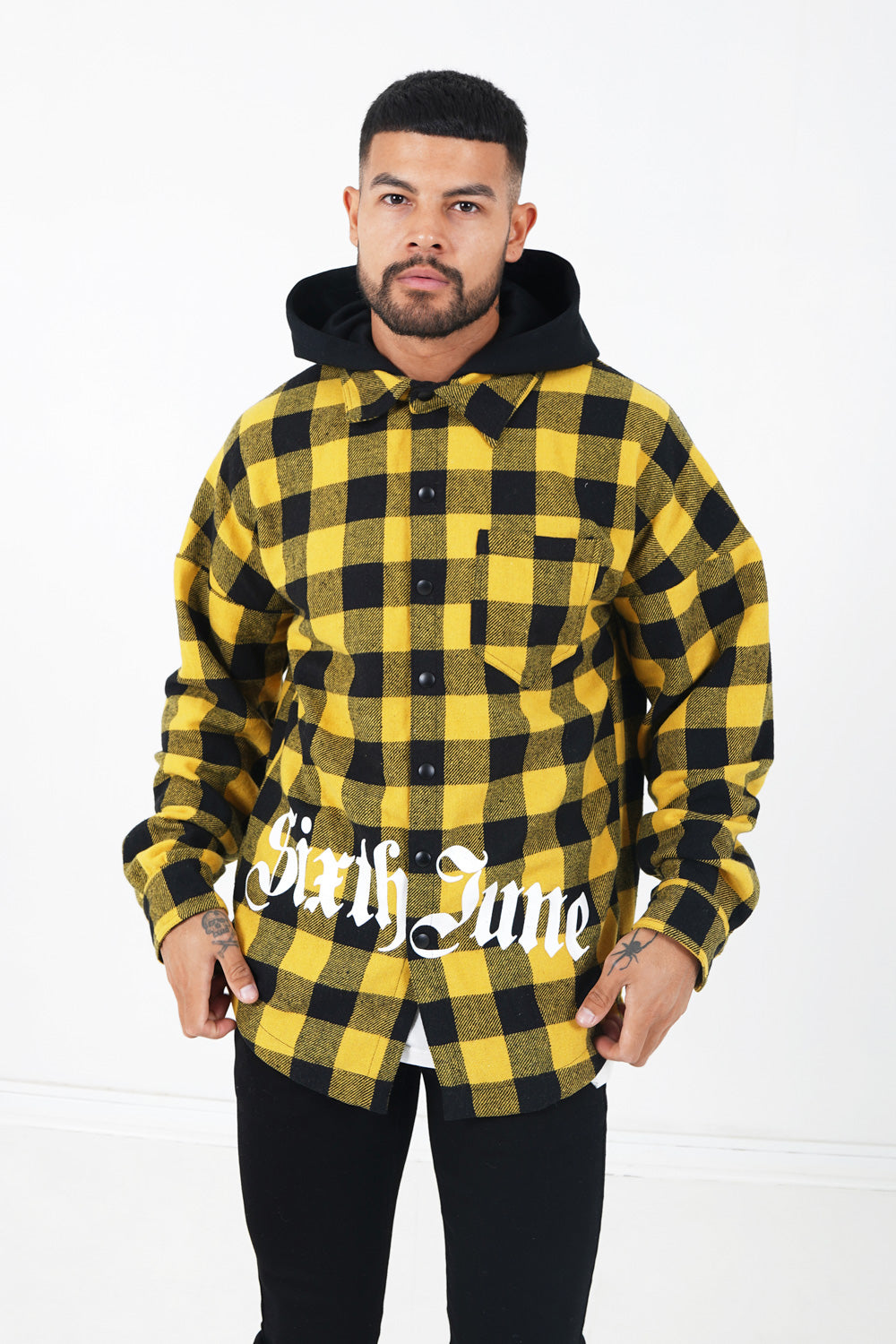 Sixth June - Surchemise tartan capuche Jaune