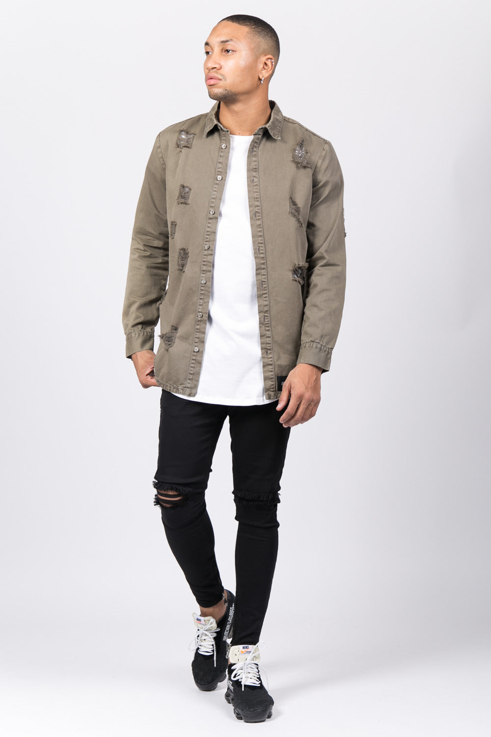 Sixth June - Chemise déchirée jean beige foncé