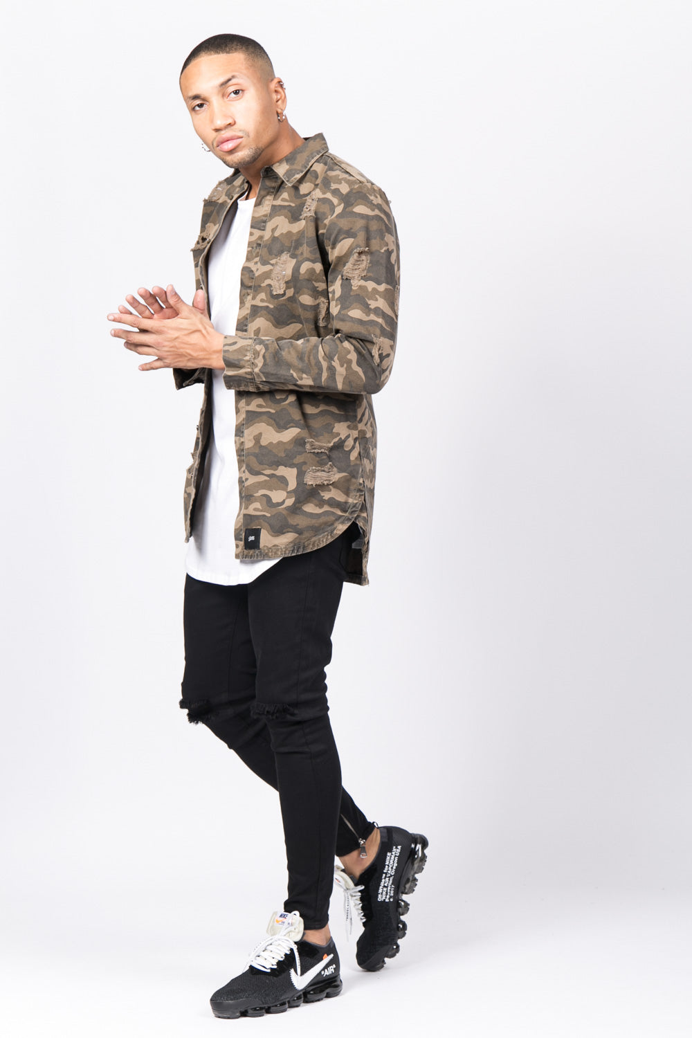 Sixth June - Chemise déchirée jean camouflage