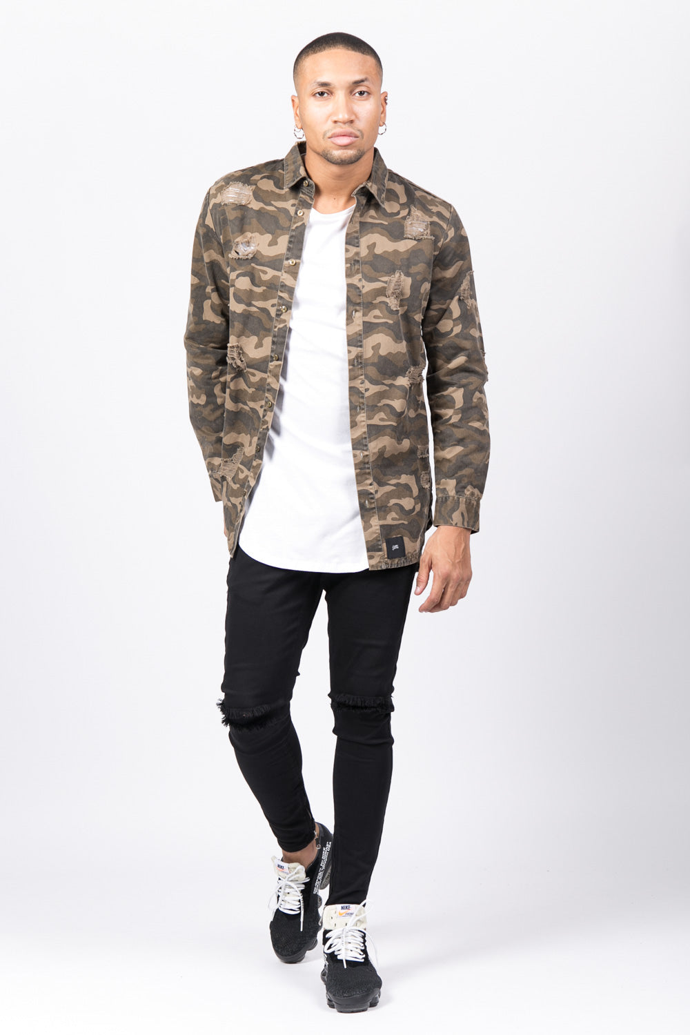 Sixth June - Chemise déchirée jean camouflage