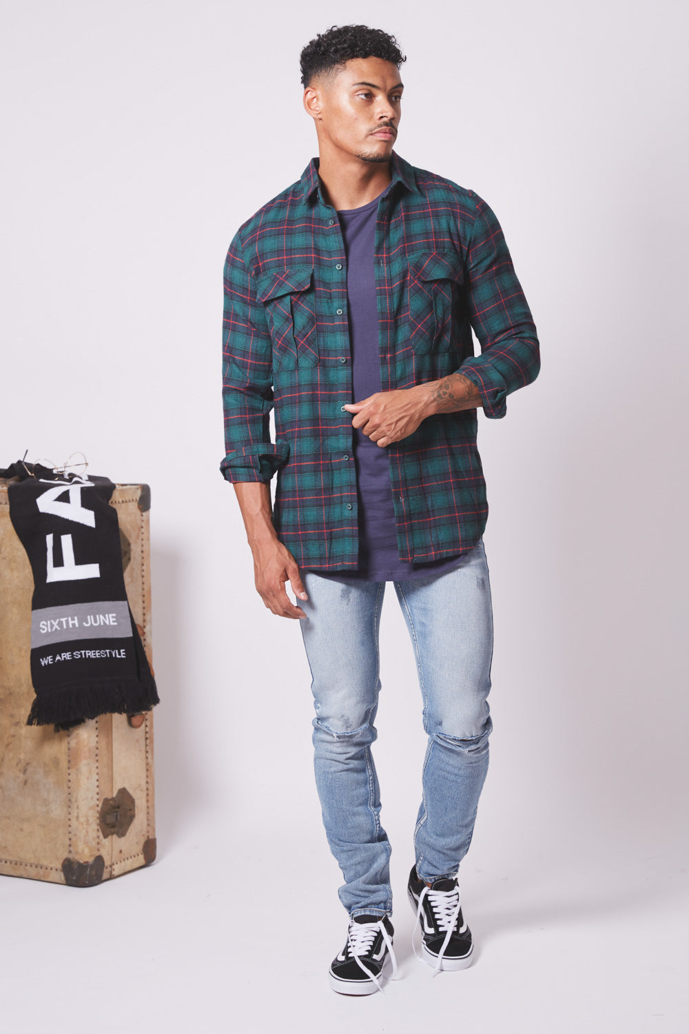 Sixth June - Chemise flanelle poches vert