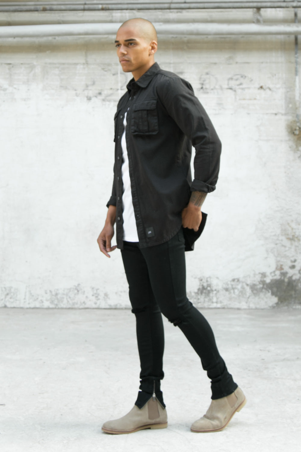 Sixth June - Chemise poches dos long noir