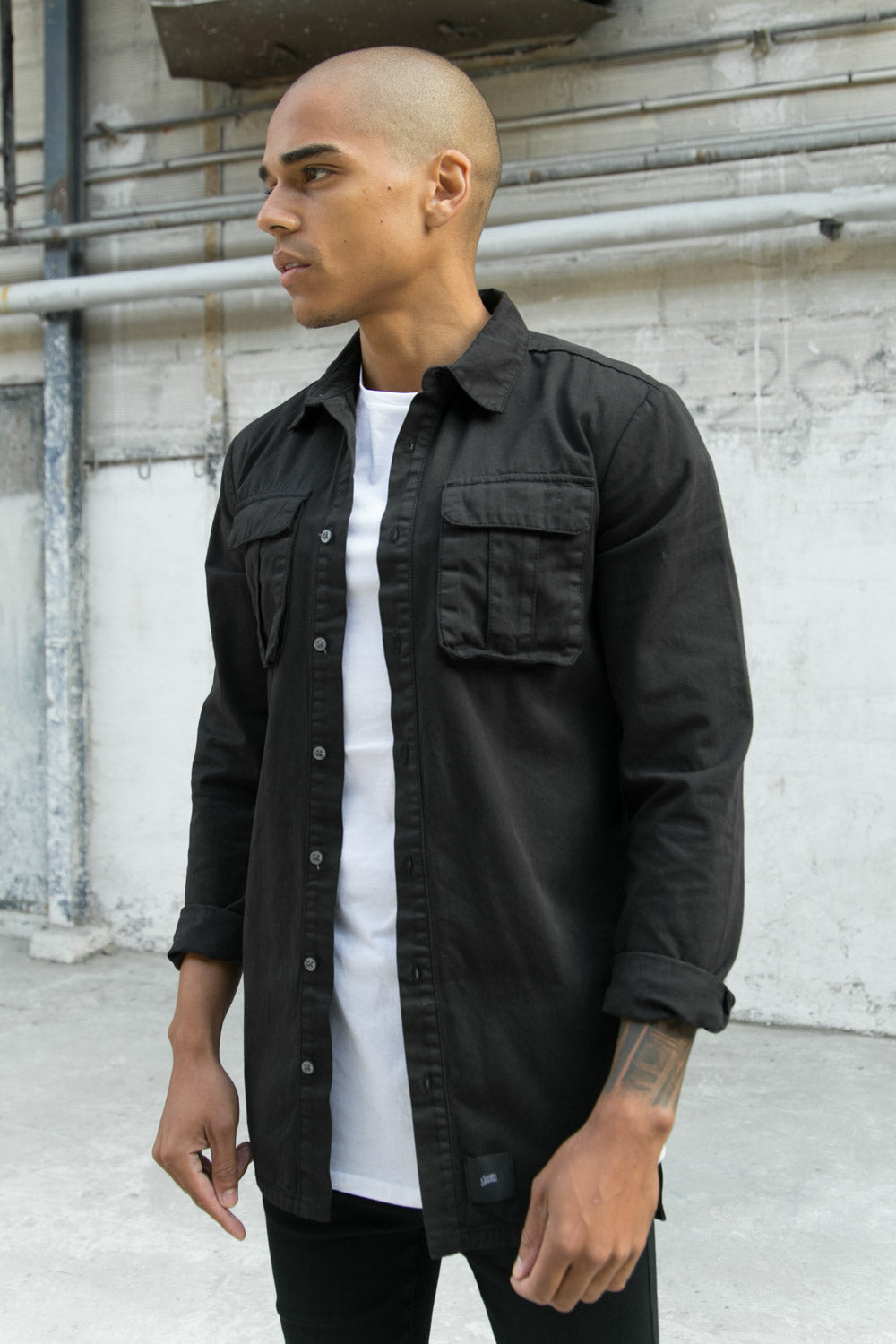 Sixth June - Chemise poches dos long noir