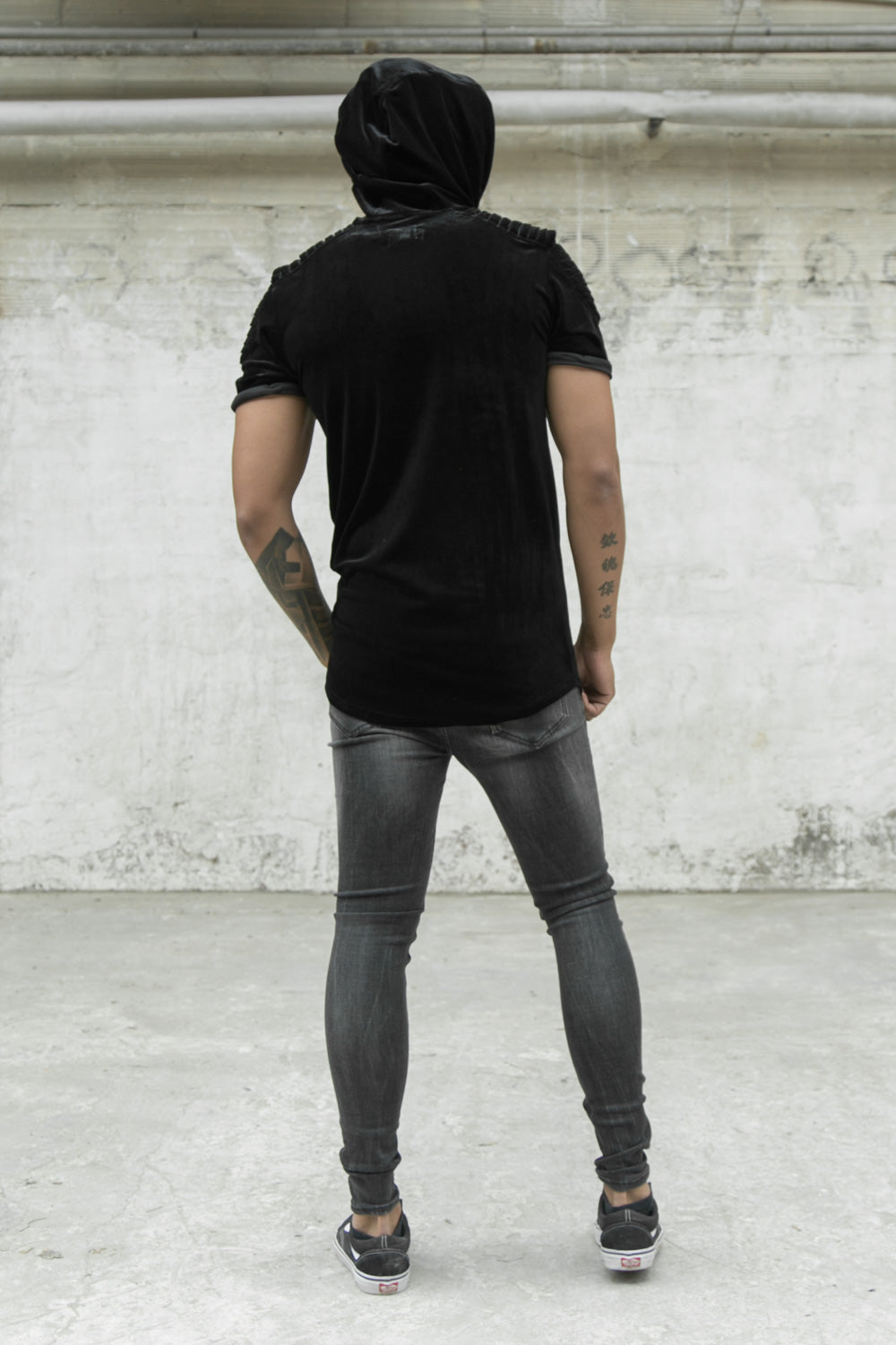 Sixth June - T-shirt velours biker ajusté noir