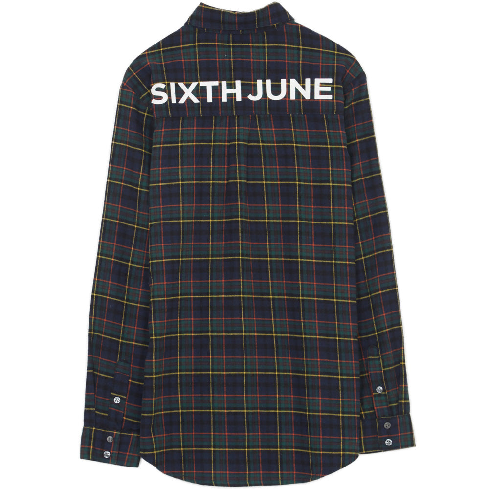 Sixth June - Chemise tartan imprimé logo vert bleu