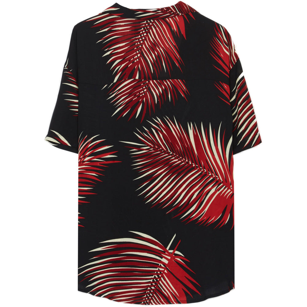 Sixth June - Chemisette large feuilles palmiers noir rouge