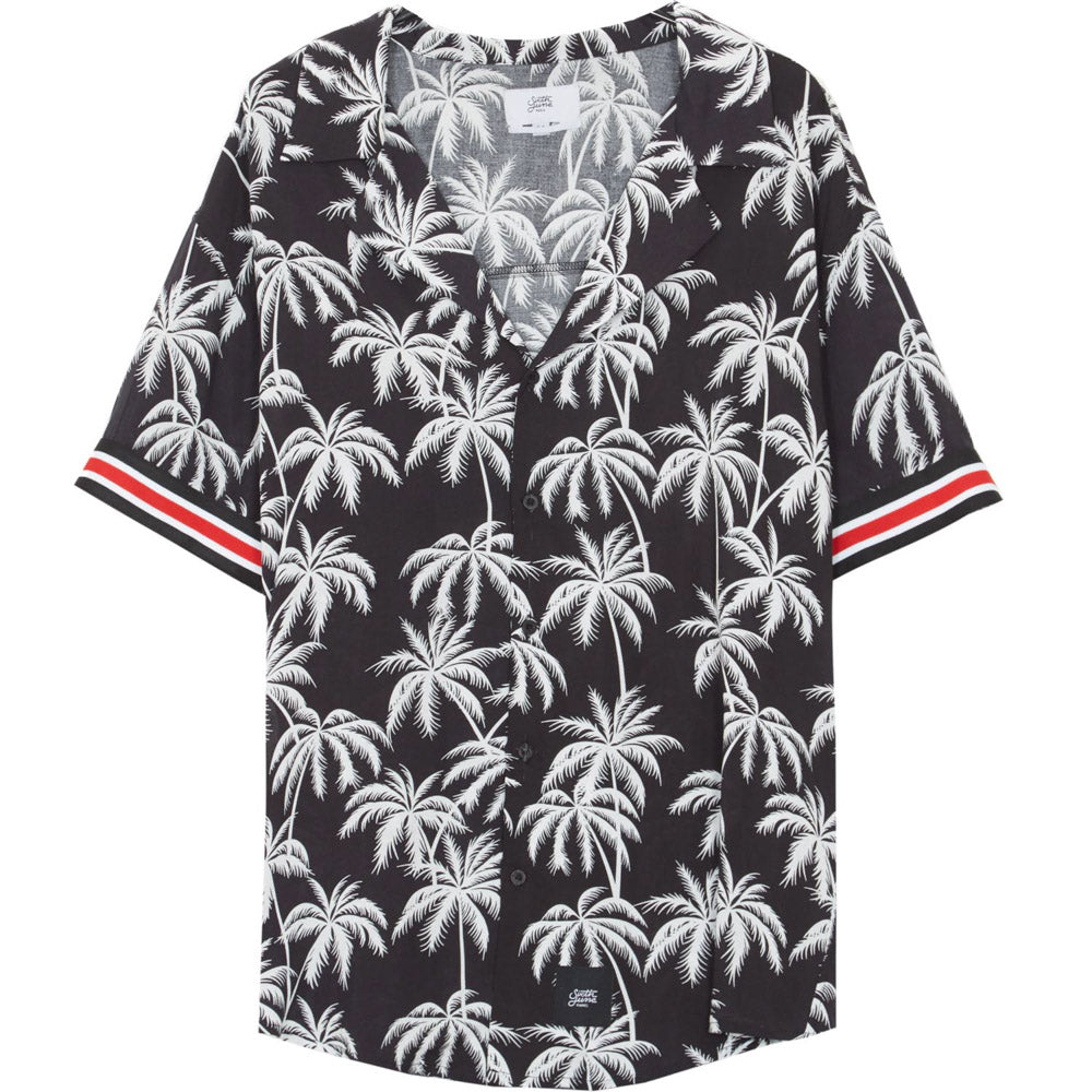 Sixth June - Chemisette large palmiers bandes noir blanc
