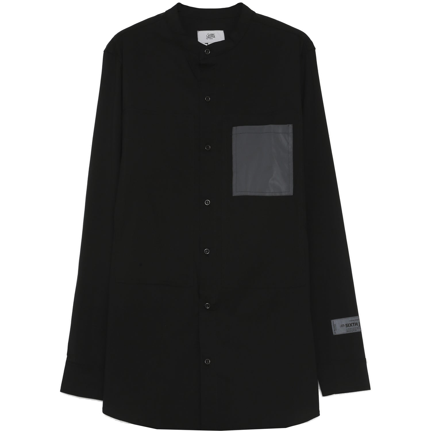 Sixth June - Chemise mao poche réfléchissante noir
